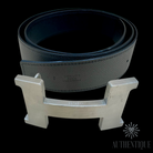 Hermès 38mm Constance Reversible Belt in Black and Grey, size 90 cm I Authentique Lux