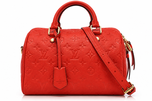 LOUIS VUITTON Speedy Bandoulière 25, Red Monogram Empreinte Leather, Gold Hardware