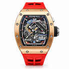 Richard Mille RM 30-01 rose gold skeletonized dial with red rubber strap, front view | Shop Authentique Lux
