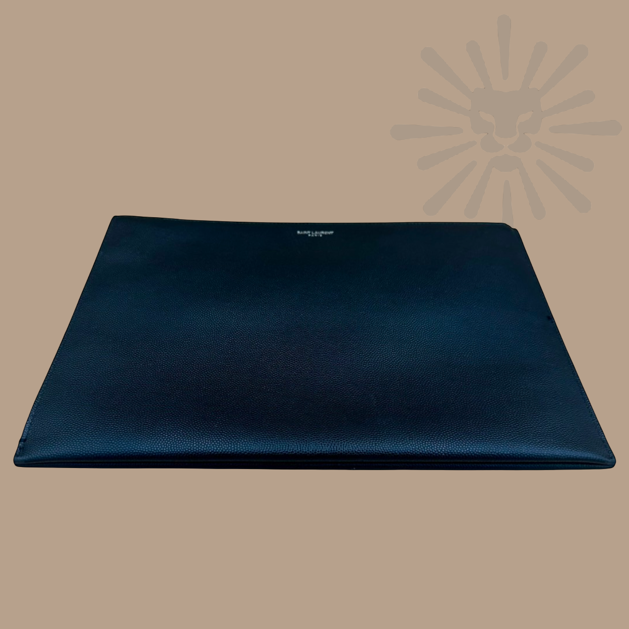 Saint Laurent black leather document pouch silver zipper I Authentique Luxury I 100% authentic YSL