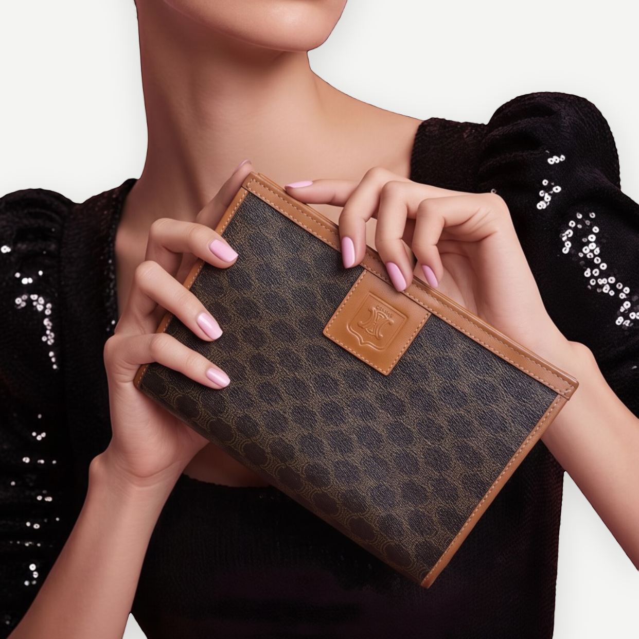 Celine Vintage Classic Zippered Clutch, Macadam Canvas & Leather | Shop Authentique Lux