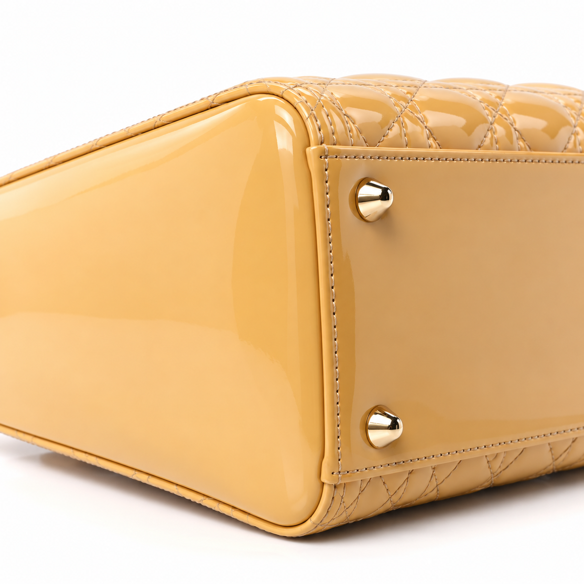 Dior Large Lady Dior, Beige Patent Cannage Leather, Gold-Tone Hardware | Shop Authentique Lux