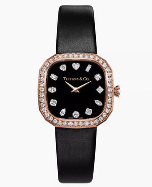 Tiffany & Co. Eternity 28mm Diamond Watch, 18K Rose Gold, Black Dial, Full Set, 2026