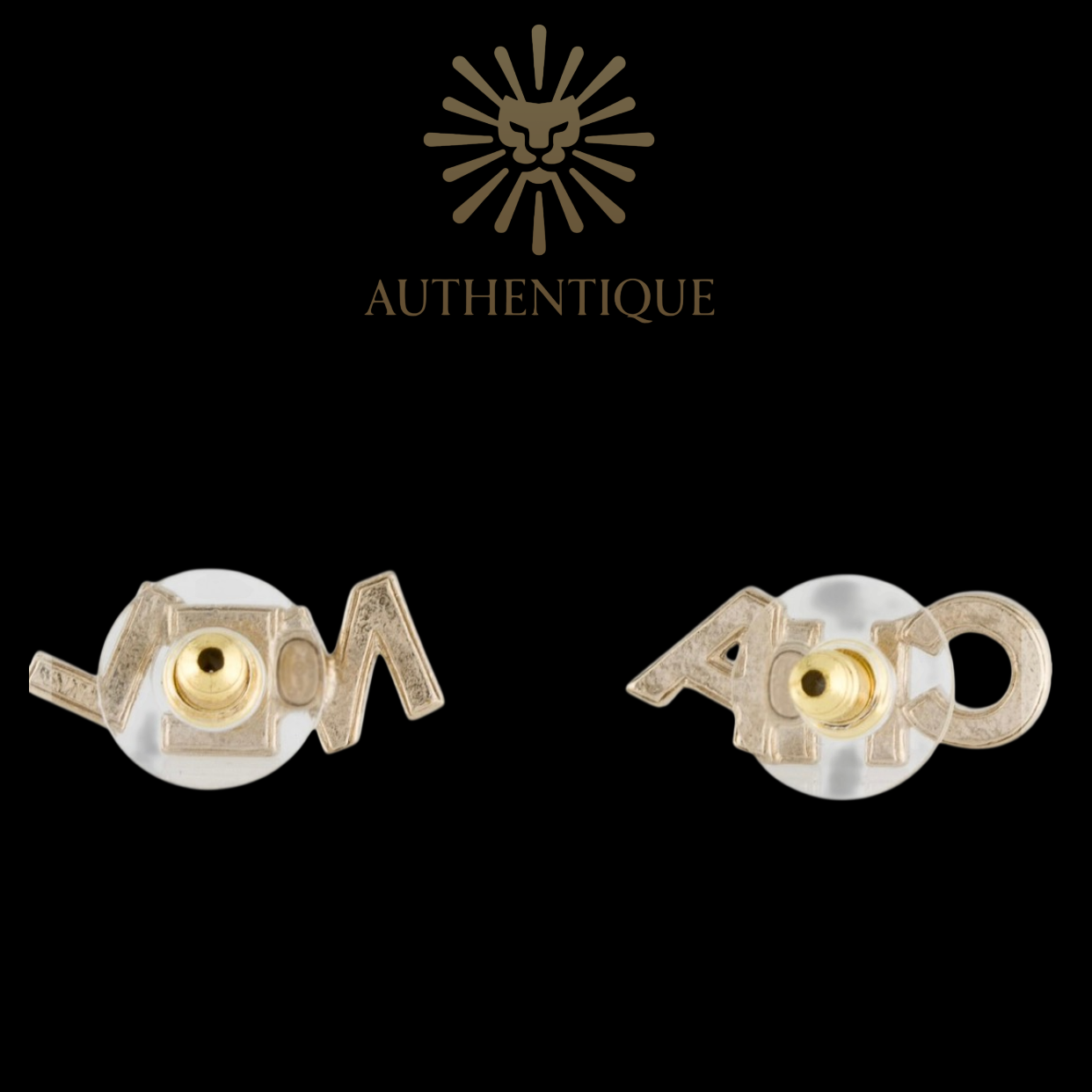 Chanel 2022 Strass 'CHA-NEL' Stud Earrings in Gold-Plated Metal with Crystal Embellishments.