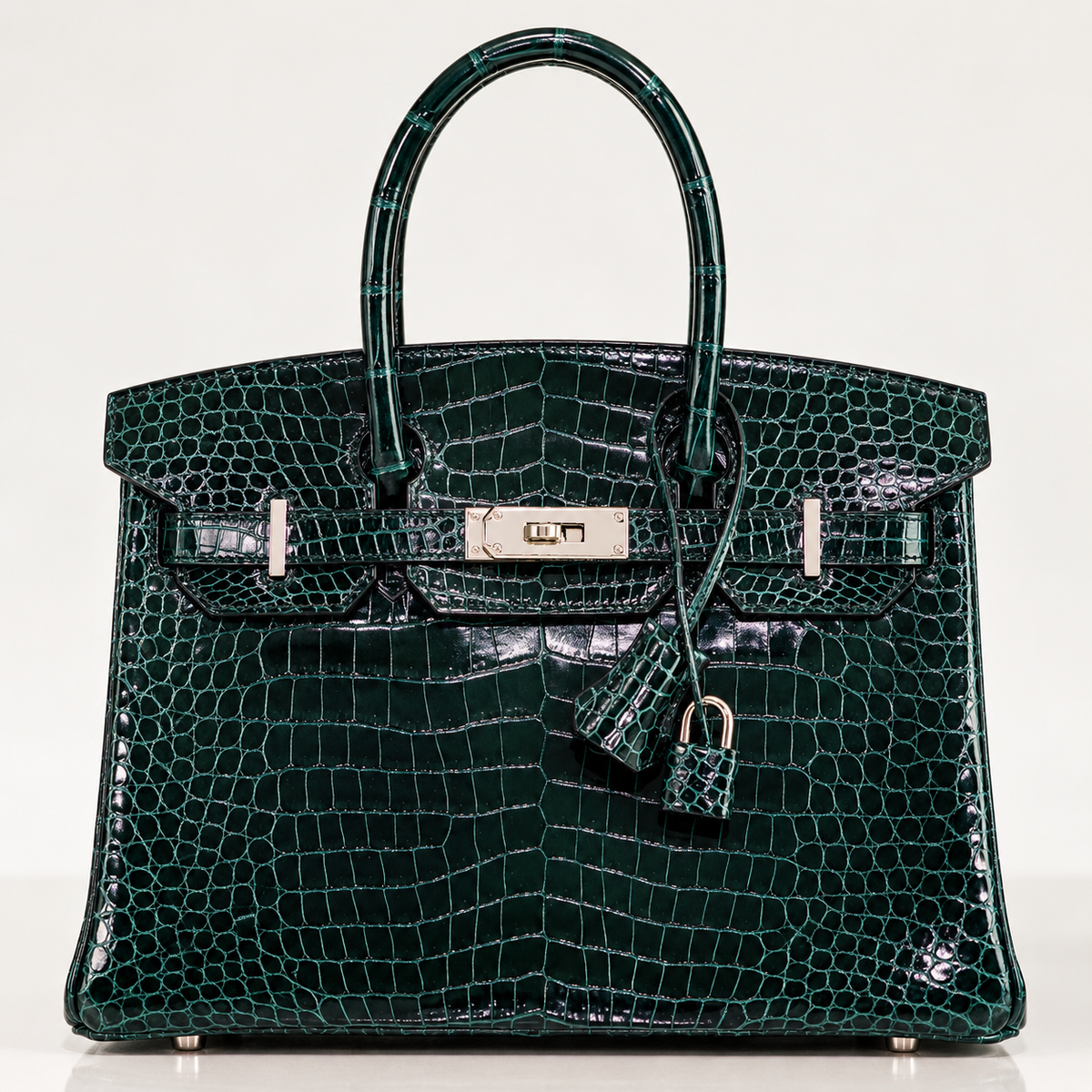 Hermès Birkin 35 Vert Cypres Shiny Porosus Crocodile, Palladium Hardware, A Stamp, 2017 | Shop Authentique Lux