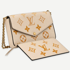 LOUIS VUITTON Pochette Félicie, Cream/Saffron Monogram Giant Empreinte Leather, Gold-Tone Hardware, Limited Edition