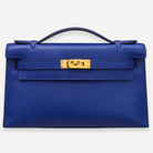 HERMÈS Bleu Saphir Swift Kelly Pochette, Gold Hardware, 2016 | Shop Authentique Lux
