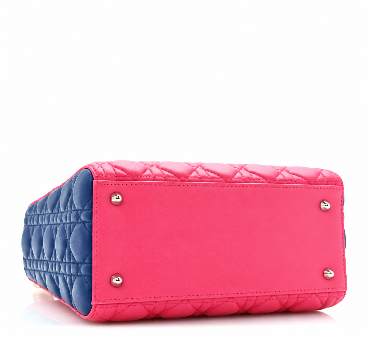 Dior Large Lady Dior Bag in Pink, Yellow and Blue Cannage Lambskin with Silver-Tone Hardware | Shop