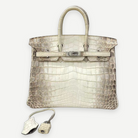 HERMÈS Birkin 25, Matte Himalaya Niloticus Crocodile, Palladium Hardware, 2012 | Shop Authentique Lux