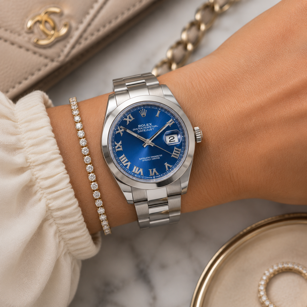 Rolex Datejust 41 126300 Azzurro Blue Roman Dial, Full Set, 2026 | Shop Authentique Lux