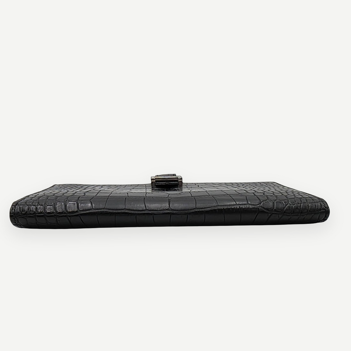 Hermès Béarn Long Wallet Alligator Leather in Noir with Aftermarket Natural Diamond H Clasp, X Stamp, 2021 | Shop Authentique Lux