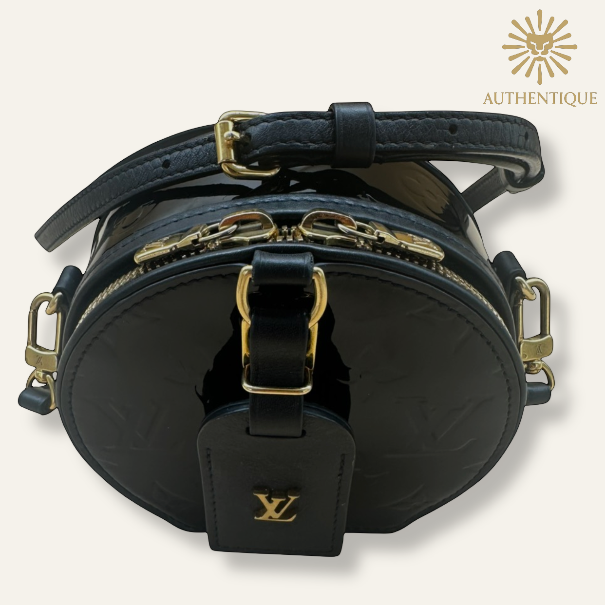 Louis Vuitton Mini Boite Chapeau Black Monogram Vernis Patent Leather | Shop Authentique Lux