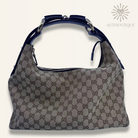 Gucci GG Canvas Horsebit Hobo in neutral monogram canvas with gold-tone hardware — Always guaranteed authentic at Authentique Lux