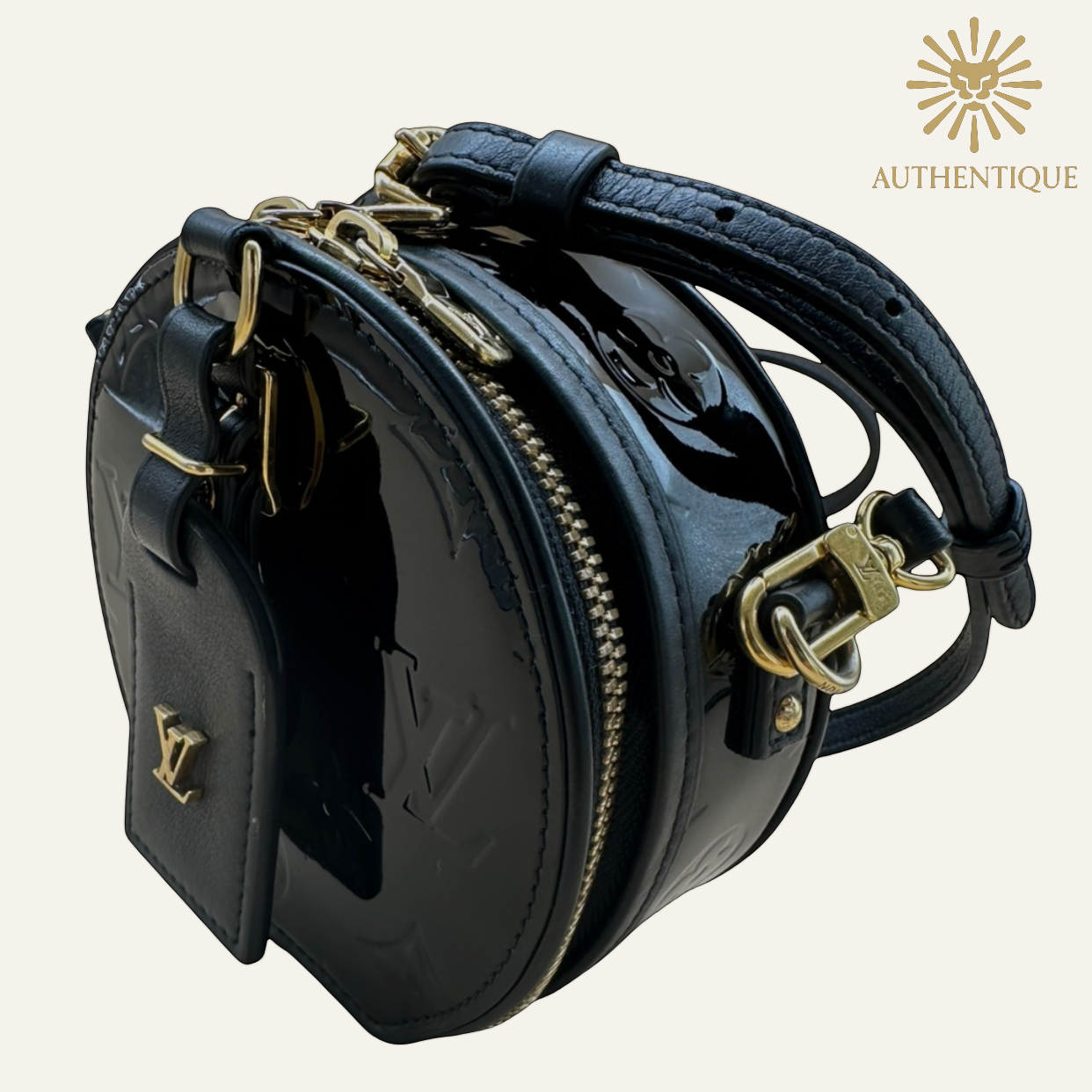 Louis Vuitton Mini Boite Chapeau Black Monogram Vernis Patent Leather | Shop Authentique Lux