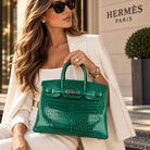 HERMES Birkin 35, Vert Emeraude Shiny Porosus Crocodile, PHW | Shop Authentique Lux