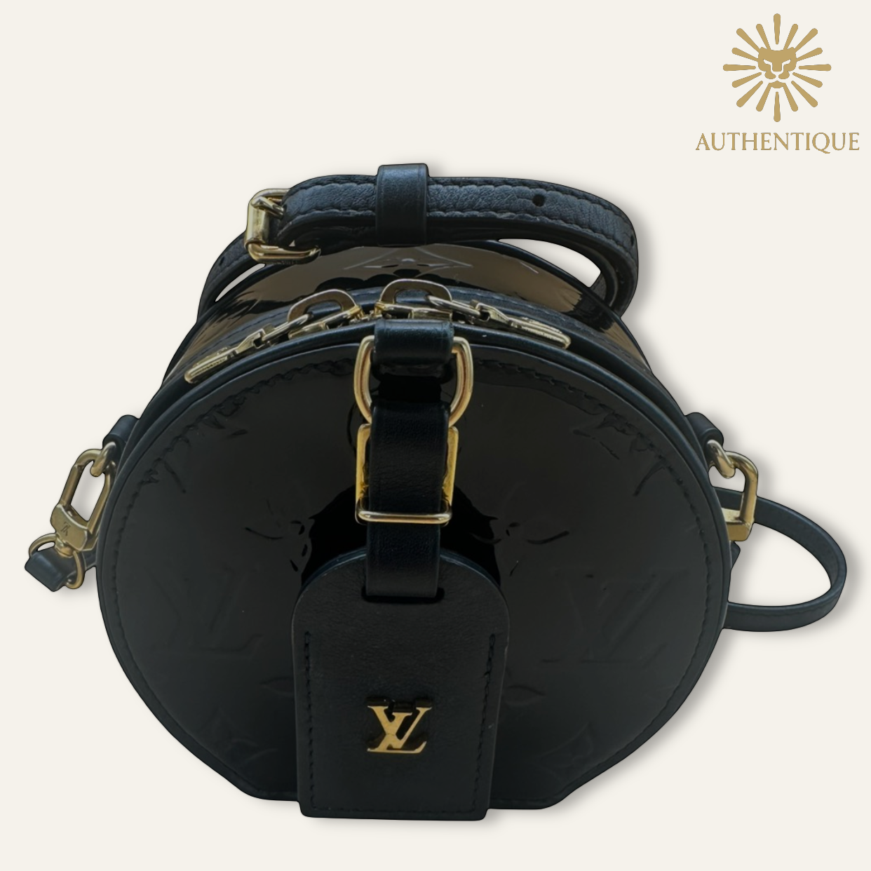 Louis Vuitton Mini Boite Chapeau Black Monogram Vernis Patent Leather | Shop Authentique Lux