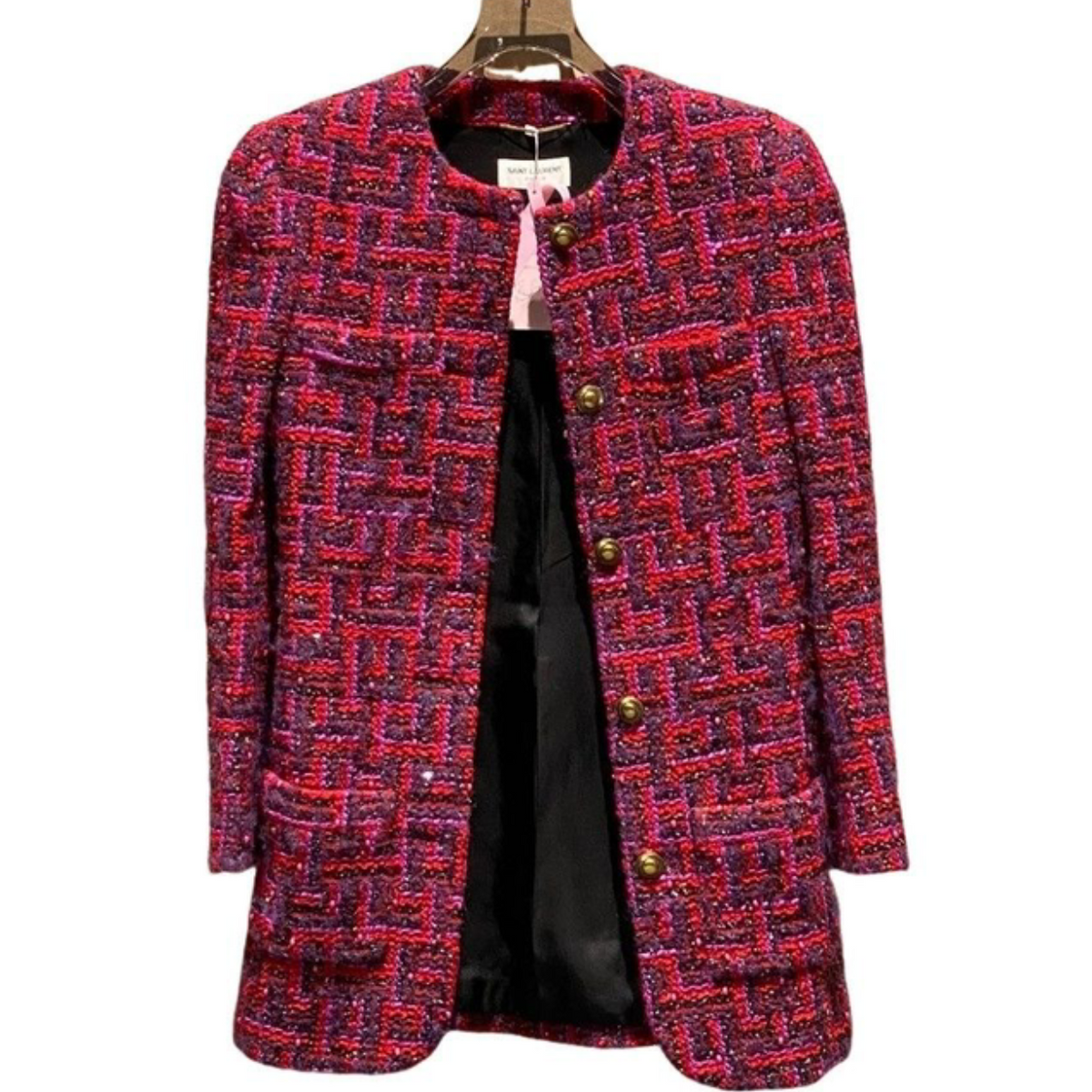 SAINT LAURENT 2021 Runway Beaded Tweed Jacket | Shop Authentique Lux