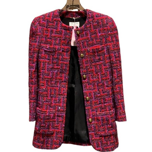 SAINT LAURENT Runway Beaded Tweed Jacket, Pink and Black, FR 40, 2021