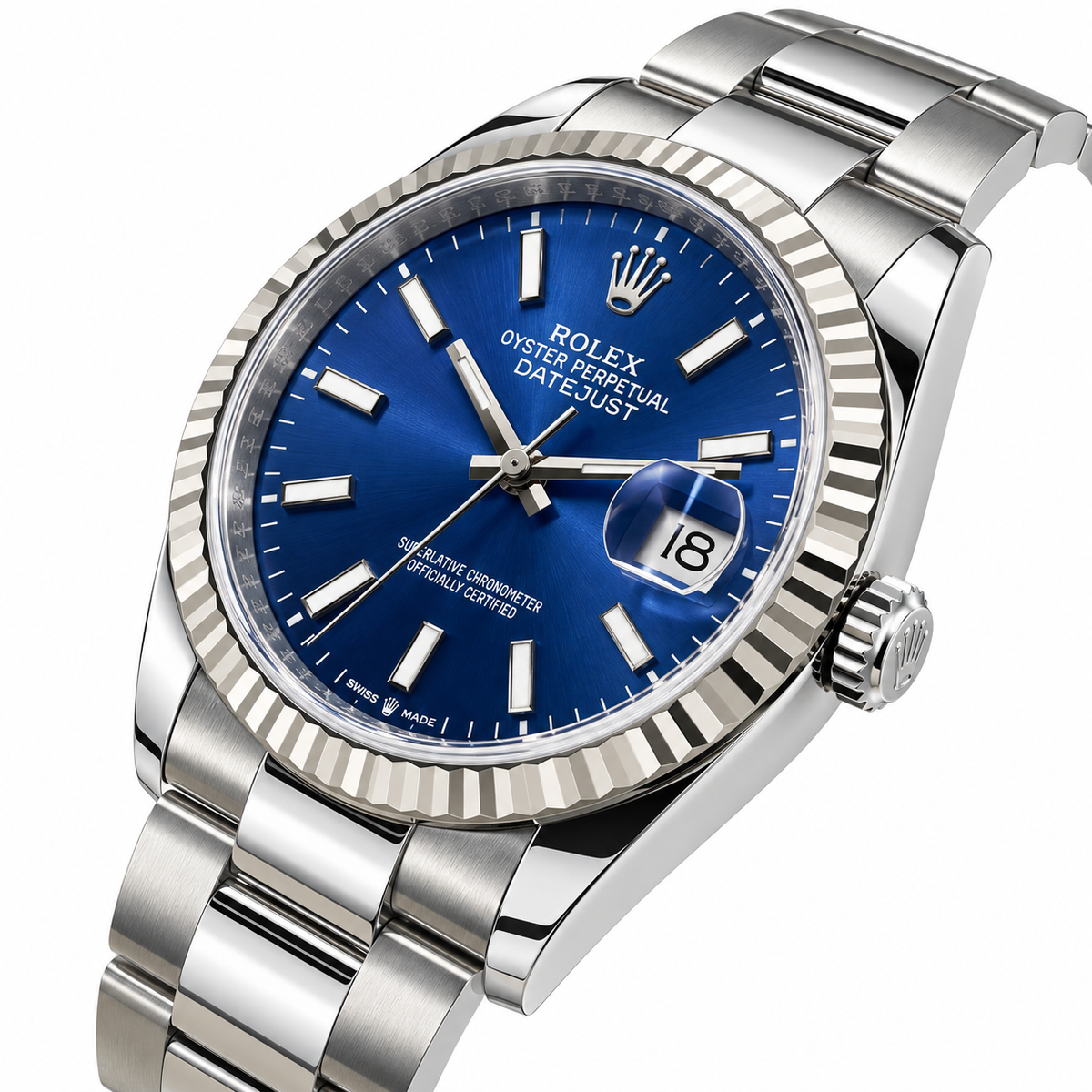 Rolex Datejust 36 126234, Blue Dial, 18K White Gold Fluted Bezel, Full Set, 2025 | Shop Authentique Lux