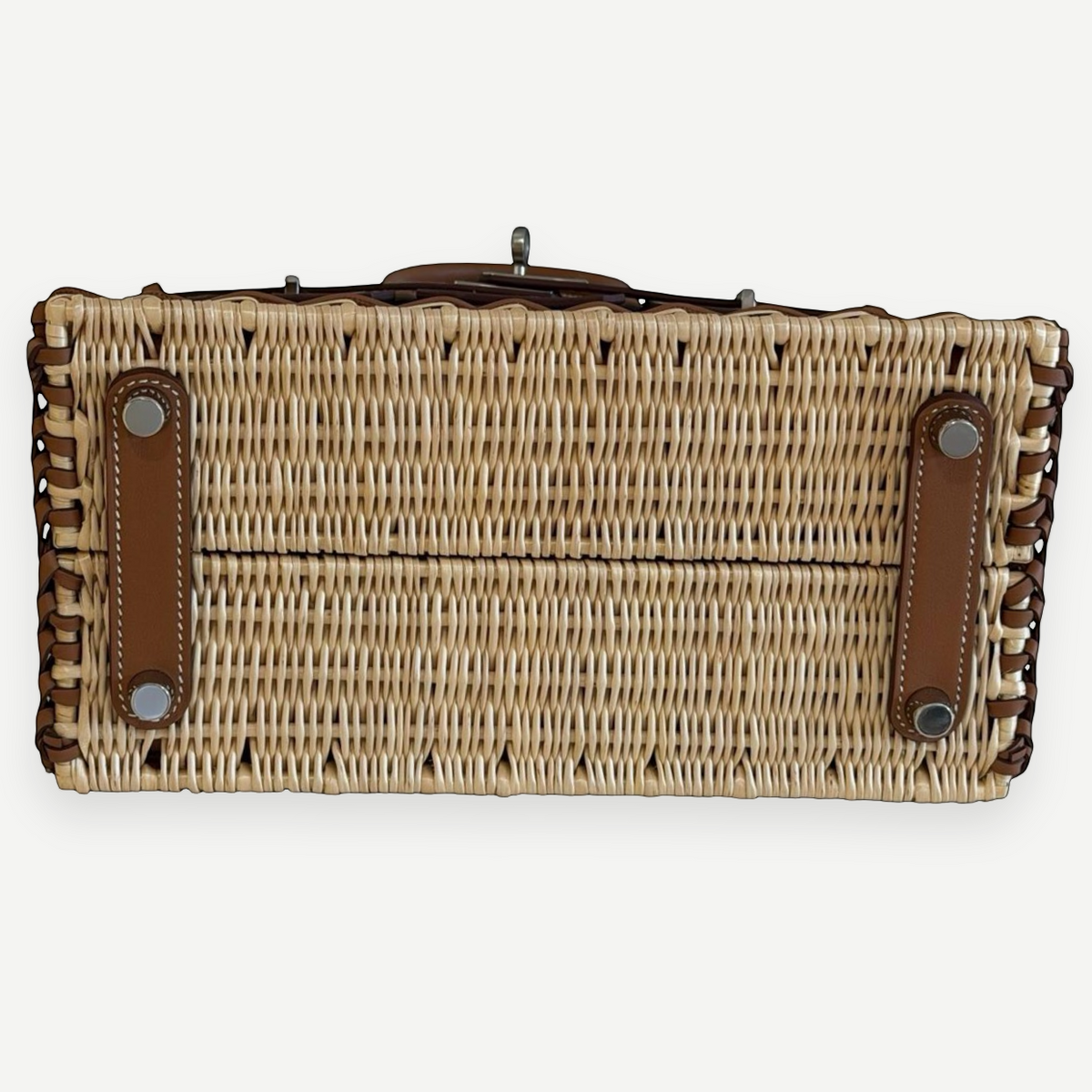 Birkin 25 Picnic in Striped Gold Swift & Osier Wicker, Palladium Hardware, Stamp K | Shop Authentique Lux