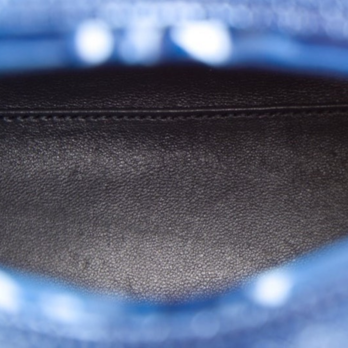 DIOR Medium Lady Dior, Blue Cannage Leather, Silver Hardware, interior | Shop Authentique Lux