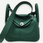 Hermès Vert Moyen Swift Mini Lindy II 20 Bag, Palladium Hardware, Full Set, K Stamp, 2025 | Shop Authentique Lux