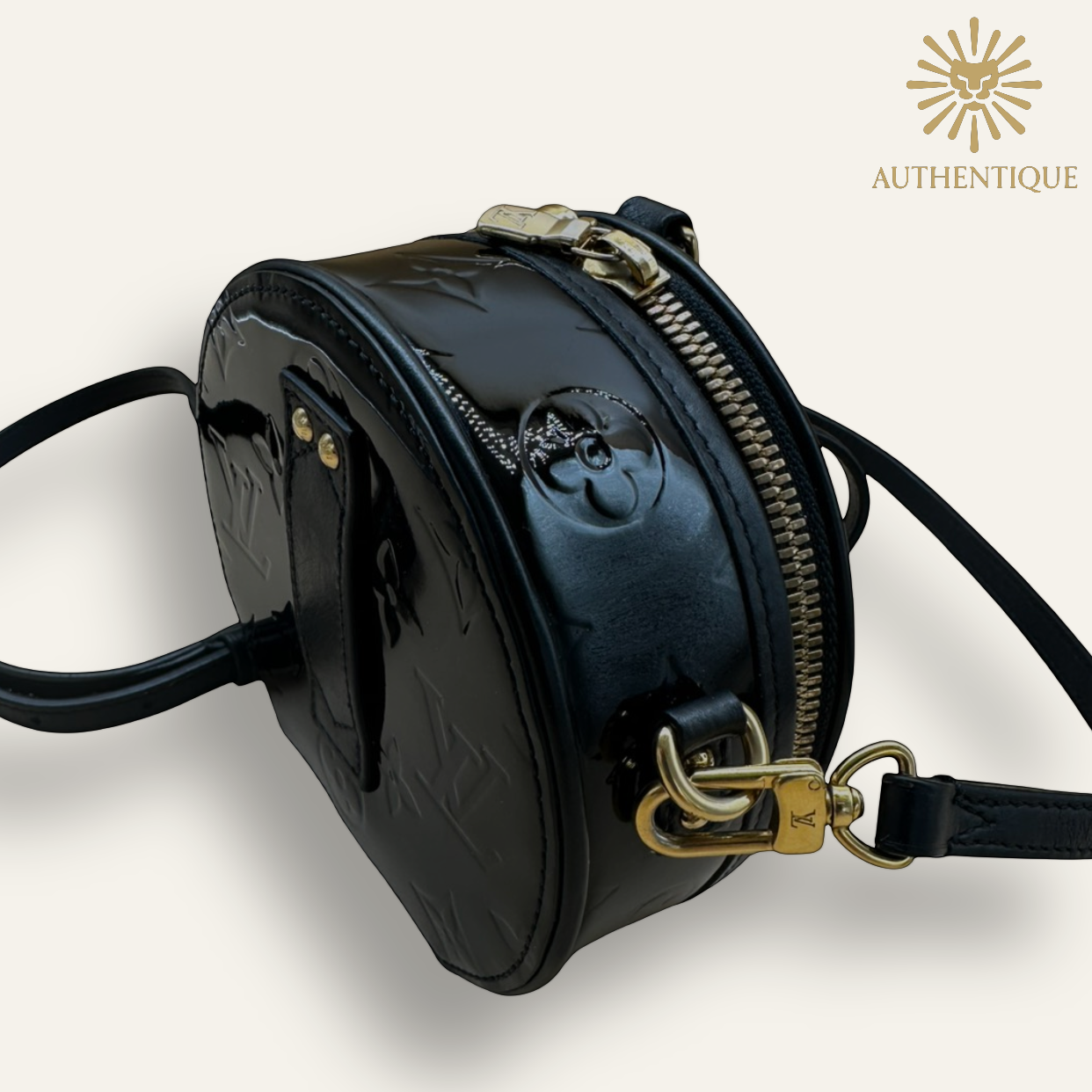 Louis Vuitton Mini Boite Chapeau Black Monogram Vernis Patent Leather | Shop Authentique Lux