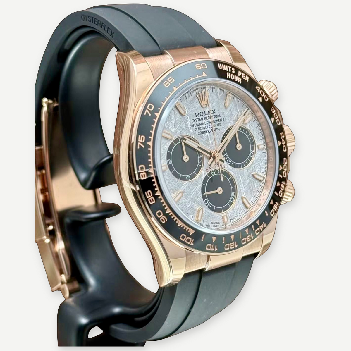 ROLEX Cosmograph Daytona 126515LN, 40 mm, Meteorite/Black Dial, 18 ct Everose Gold, Black Oysterflex, Full Set, 2026 | Shop Authentique Lux
