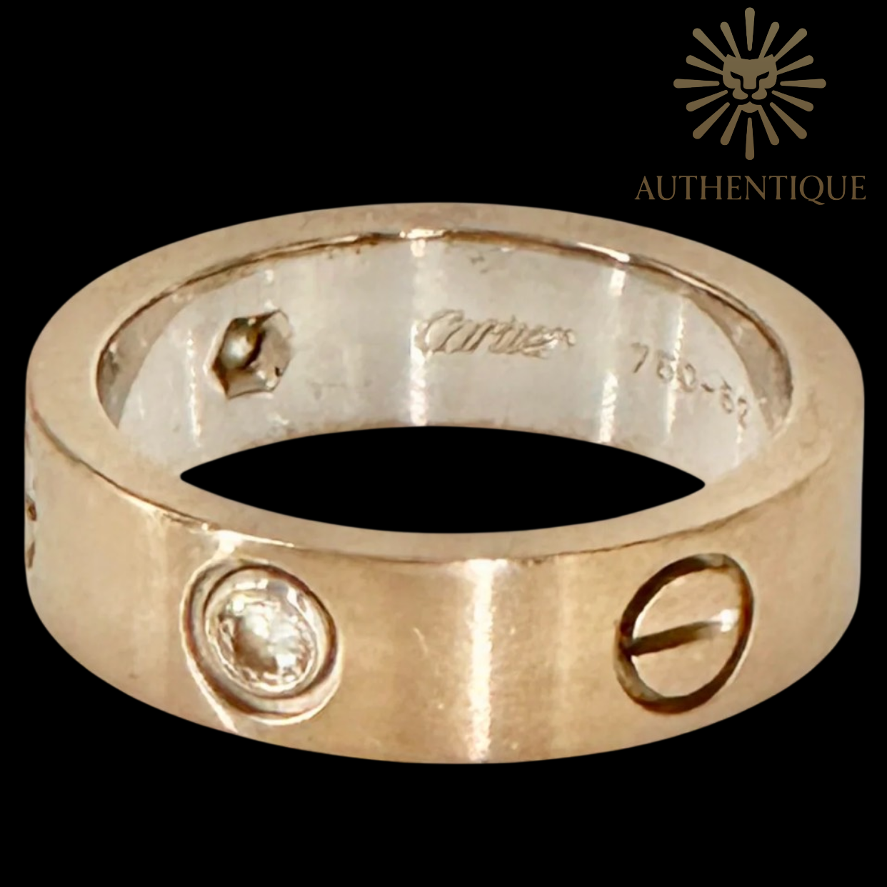 Vintage Cartier Love ring 3 diamonds 18K white gold size 6.25 Cartier 53
Authentique Lux