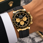 ROLEX Daytona “Paul Newman” 126518LN, Black Dial, 18K Yellow Gold, Oysterflex, Full Set, 2024 | Shop Authentique Lux