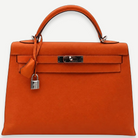 HERMÈS Kelly 32 Feu Epsom leather, palladium hardware | Shop Authentique Lux