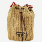 PRADA Mini Crochet Bucket Bag, Beige Straw | Shop Authentique Lux