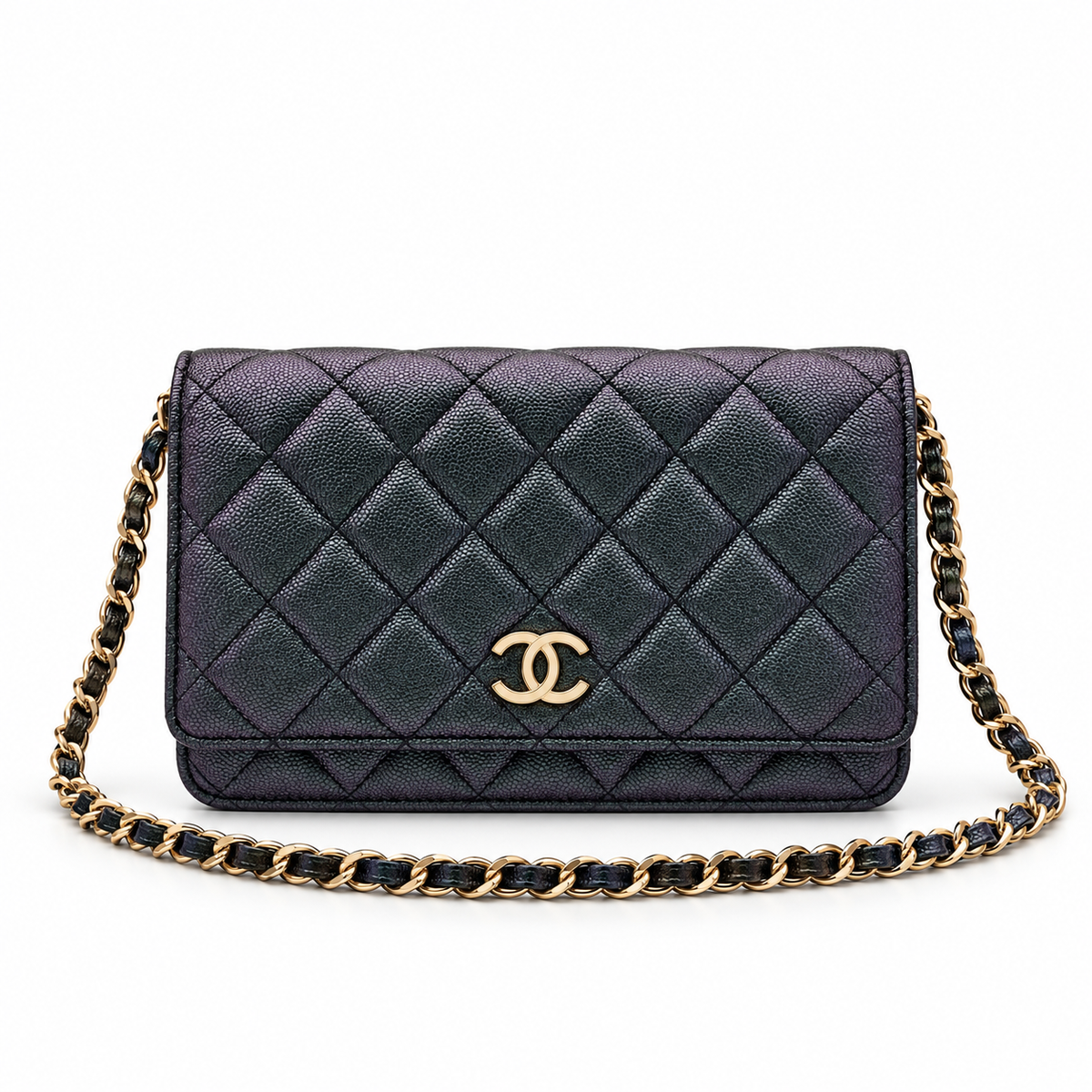 CHANEL Iridescent Green Caviar Wallet on Chain | Shop Authentique Lux