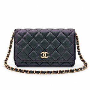CHANEL Wallet on Chain, Iridescent Green Caviar Leather, Gold-Tone Hardware