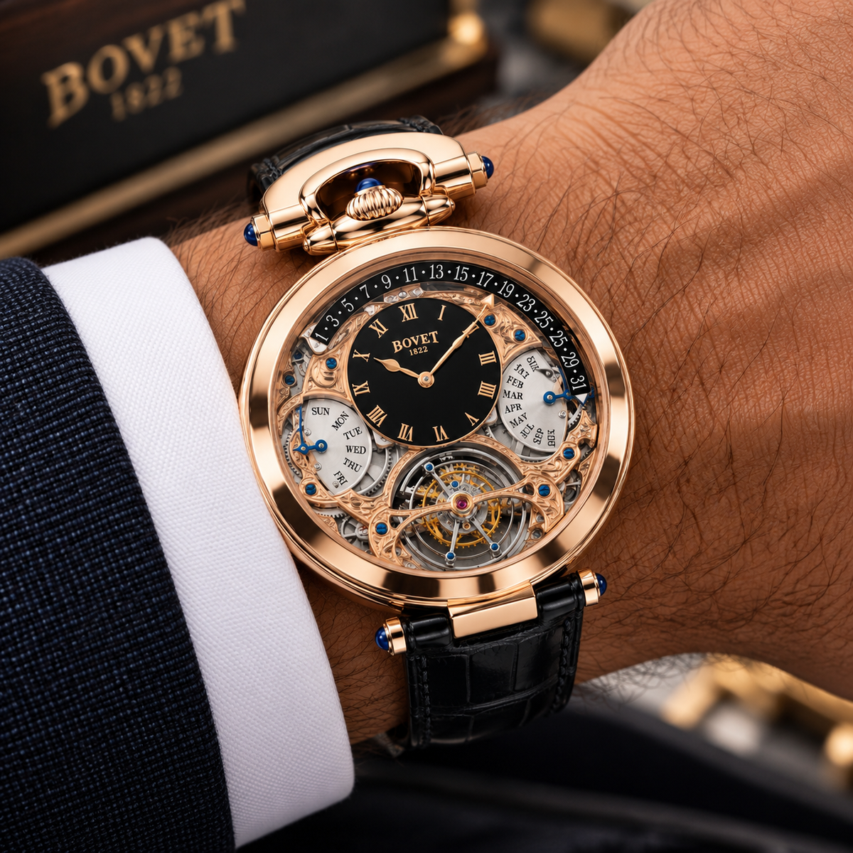 BOVET Virtuoso III Tourbillon AIQPR003-15, Black Dial, 18k Rose Gold, Full Set | Shop Authentique Lux