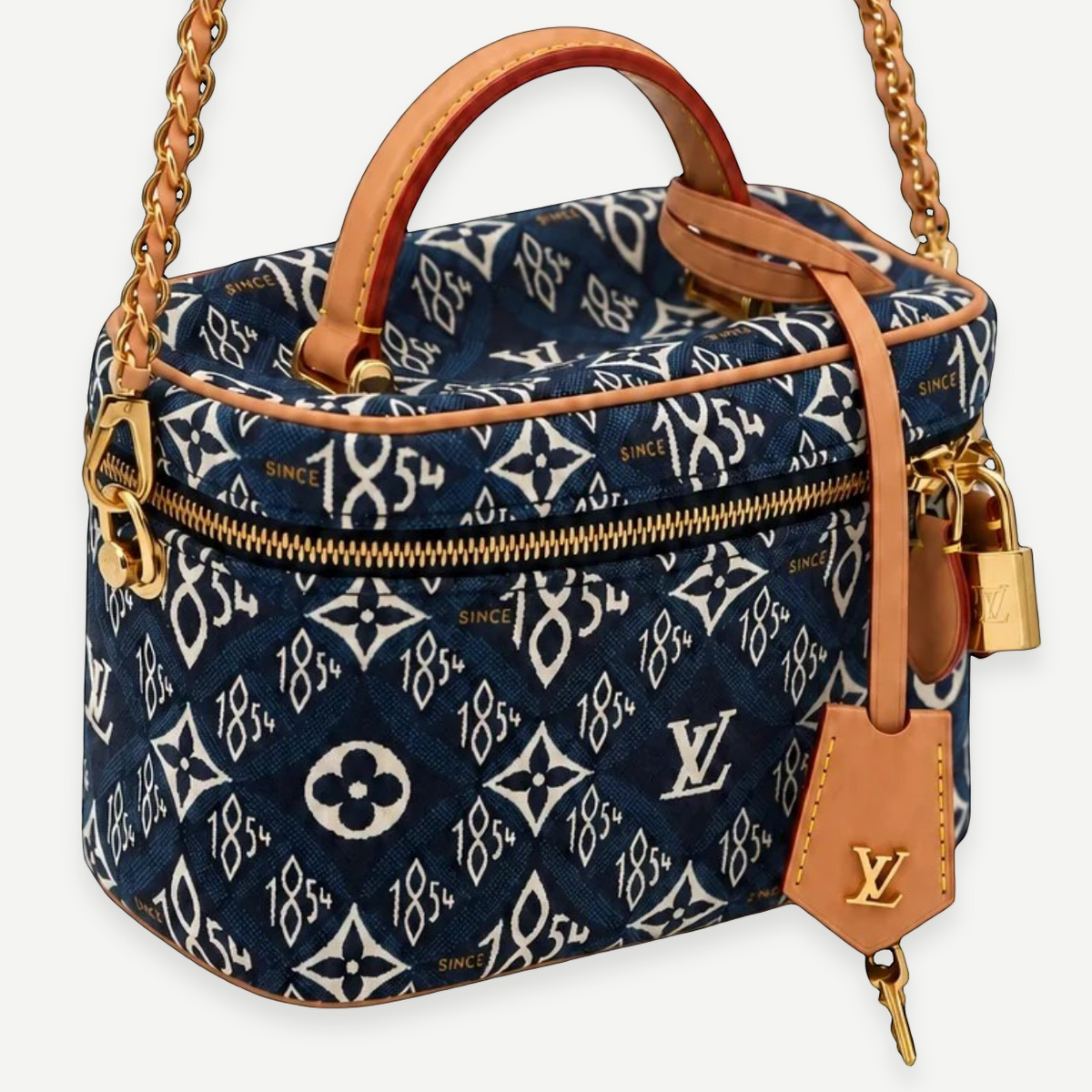 Louis Vuitton blue Since 1854 Vanity bag side view | Shop Authentique Lux