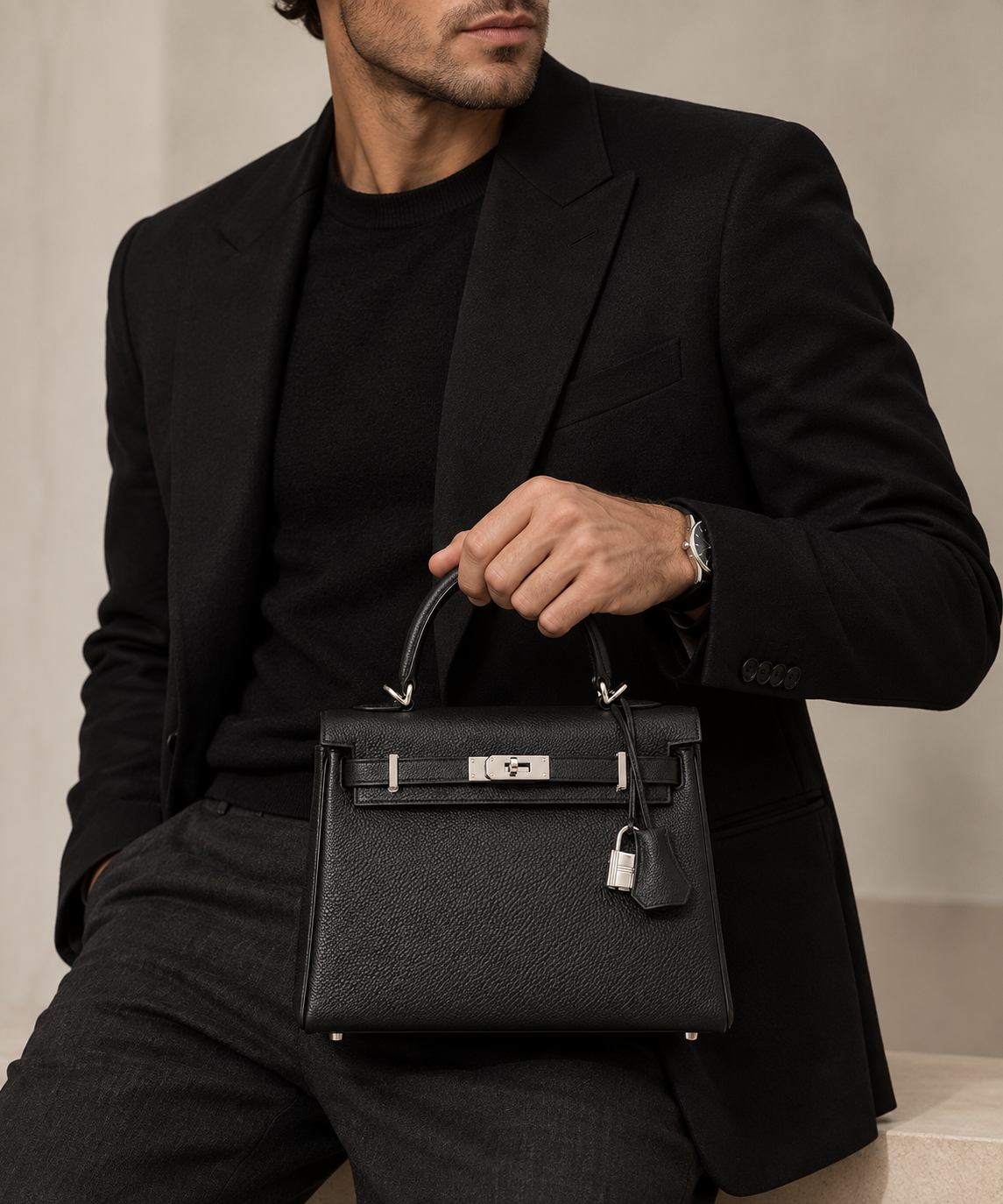 Hermès Kelly 25 Retourne Noir Togo Palladium Hardware, K Stamp, 2025 | Shop Authentique Lux
