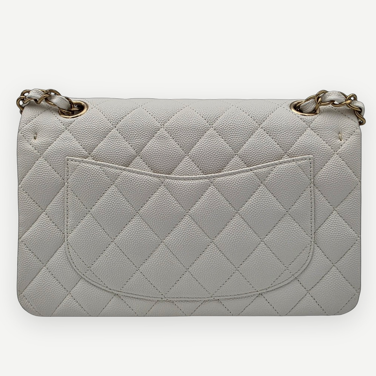 CHANEL Caviar Quilted Medium Classic Double Flap Bag, White, Gold Hardware, Full Set | Shop Authentique Lux