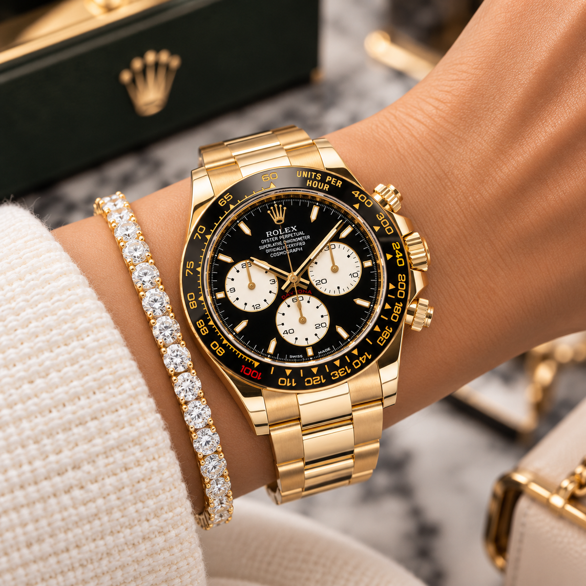 ROLEX Daytona Le Mans 126528LN, Black Dial, Yellow Gold, Full Set, 2025 | Shop Authentique Lux