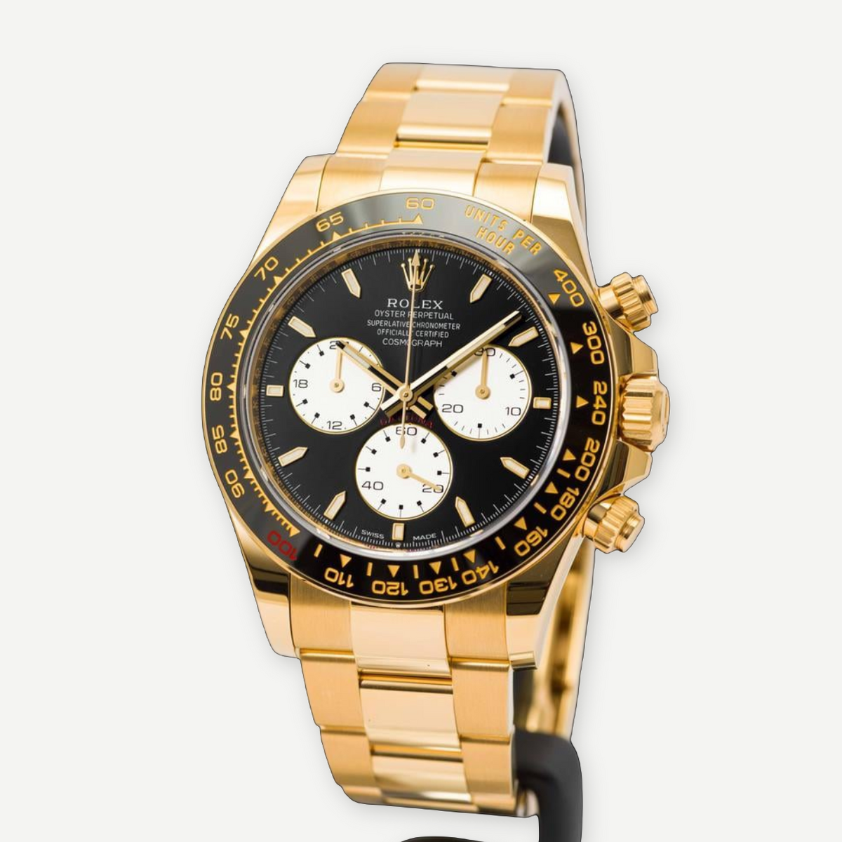 ROLEX Daytona Le Mans 126528LN black dial yellow gold front view | Shop Authentique Lux