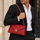 CHANEL Red Chevron Calfskin Medium Envelope Flap Bag, Gold-Tone Hardware | Shop Authentique Lux