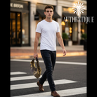 Model wearing Gucci GG Canvas Horsebit Hobo in neutral monogram canvas with gold-tone hardware — Always guaranteed authentic at Authentique Lux