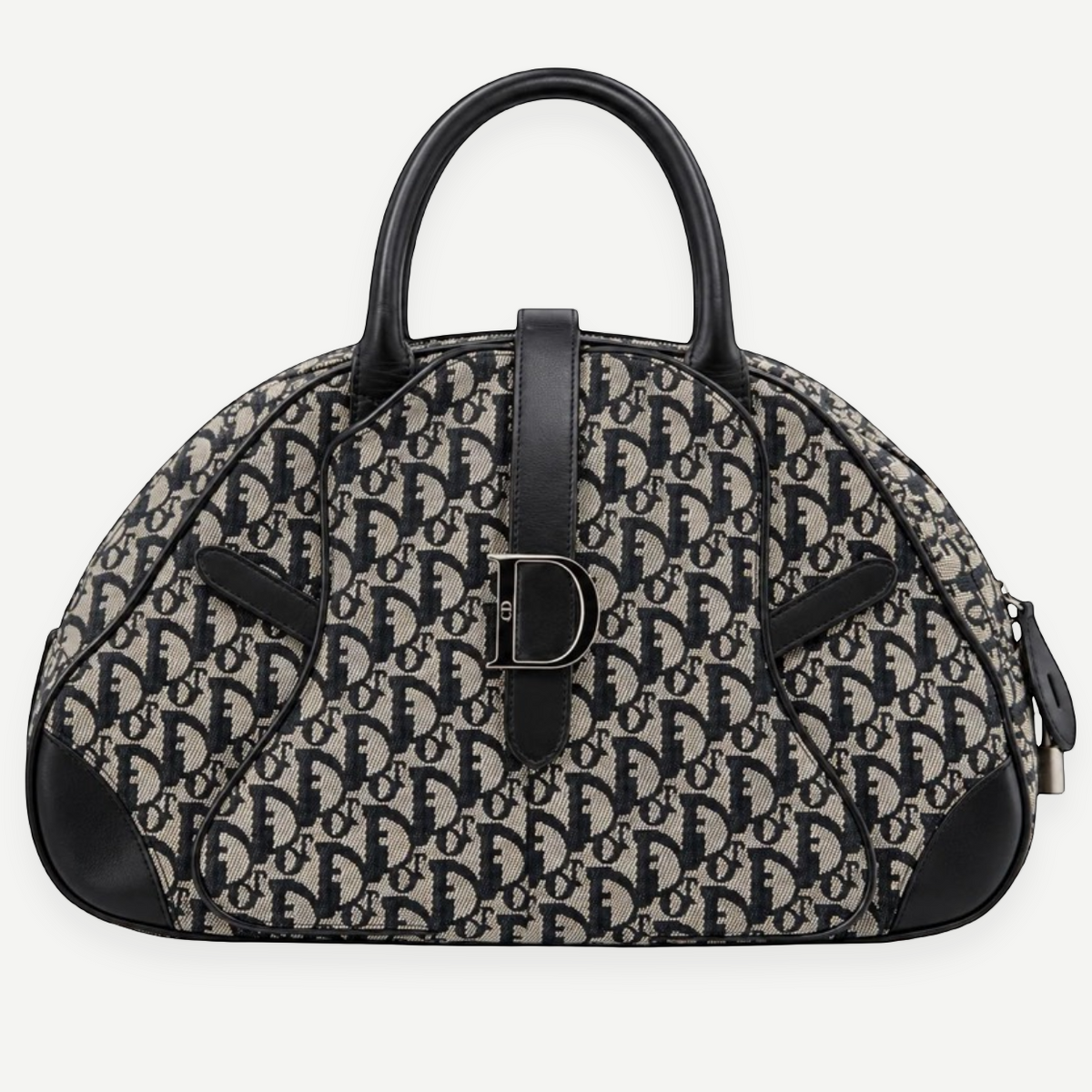 DIOR Diorissimo Frame Satchel, Navy and Beige Canvas, Silver-Tone Hardware | Shop Authentique Lux