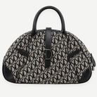 DIOR Diorissimo Frame Satchel, Navy and Beige Canvas, Silver-Tone Hardware | Shop Authentique Lux