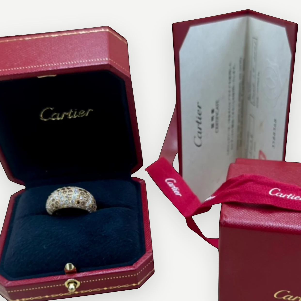Cartier Bombe Ring 18K Yellow Gold Diamond Size 51 Full Set | Shop Authentique Lux