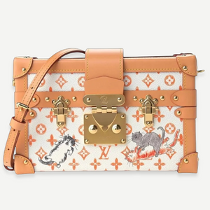 LOUIS VUITTON Kabuki Petite Malle, White and Orange Monogram Canvas, Gold-Tone Hardware