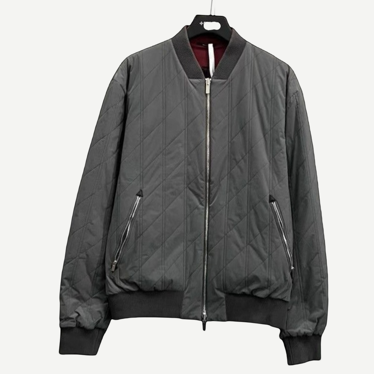 HERMÈS Reversible Padded Jacket, Charcoal Quilted Front | Shop Authentique Lux