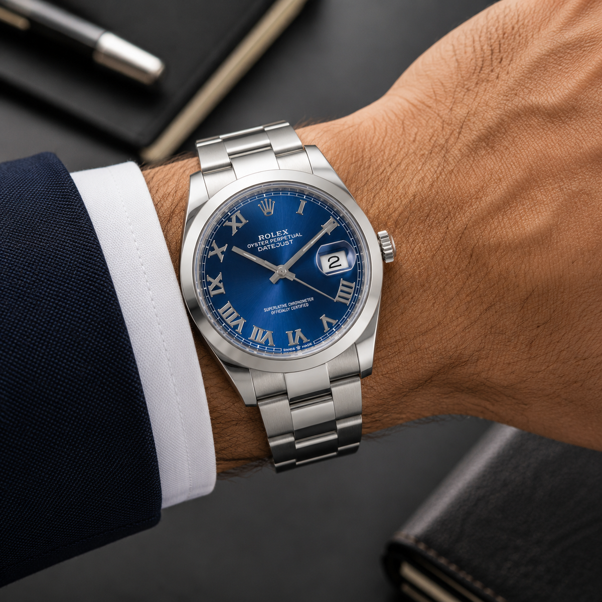 Rolex Datejust 41 126300 Azzurro Blue Roman Dial, Full Set, 2026 | Shop Authentique Lux