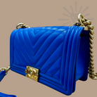 Chanel Medium Chevron Boy Bag blue 2024 spring gold hardware new condition 100% authentic I Authetique Lux
