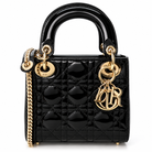 Dior Mini Lady Dior, Black Patent Leather, Gold Hardware | Shop Authentique Lux